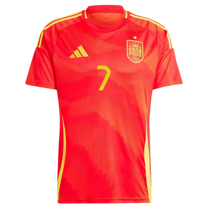 Herren Spanien Alvaro Morata #7 Rot Heimtrikot Trikot 24-26 T-Shirt