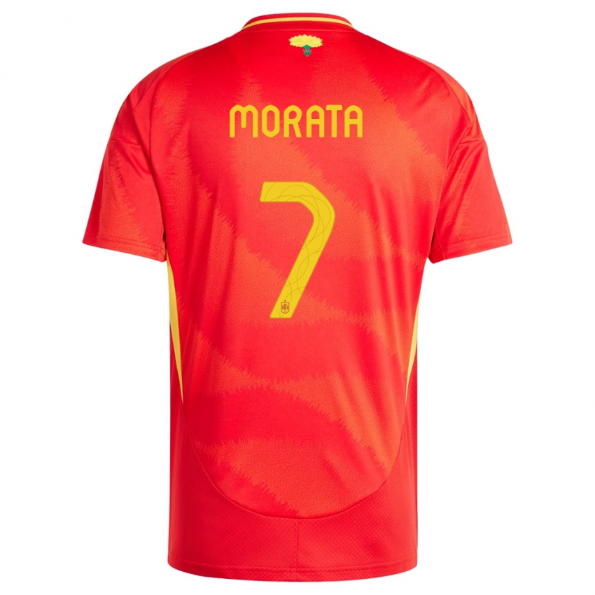 Herren Spanien Alvaro Morata #7 Rot Heimtrikot Trikot 24-26 T-Shirt