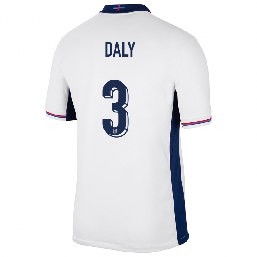 Herren England Rachel Daly #3 Weiß Heimtrikot Trikot 24-26 T-Shirt