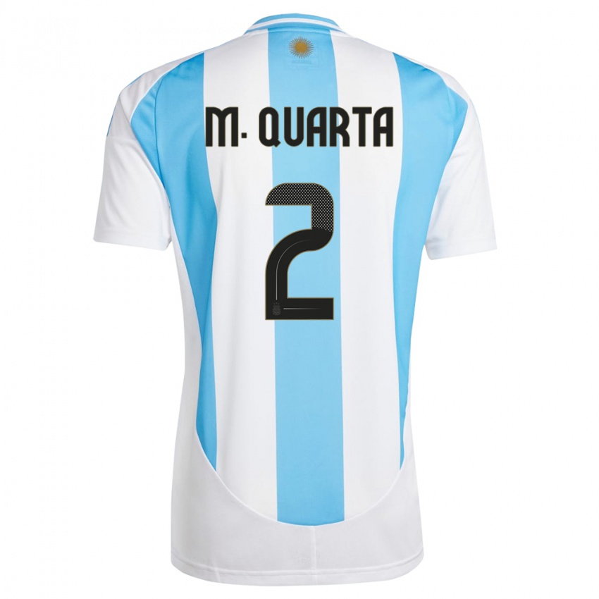 Herren Argentinien Lucas Martinez Quarta #2 Weiß Blau Heimtrikot Trikot 24-26 T-Shirt