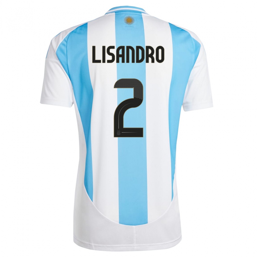 Herren Argentinien Lisandro Martinez #2 Weiß Blau Heimtrikot Trikot 24-26 T-Shirt