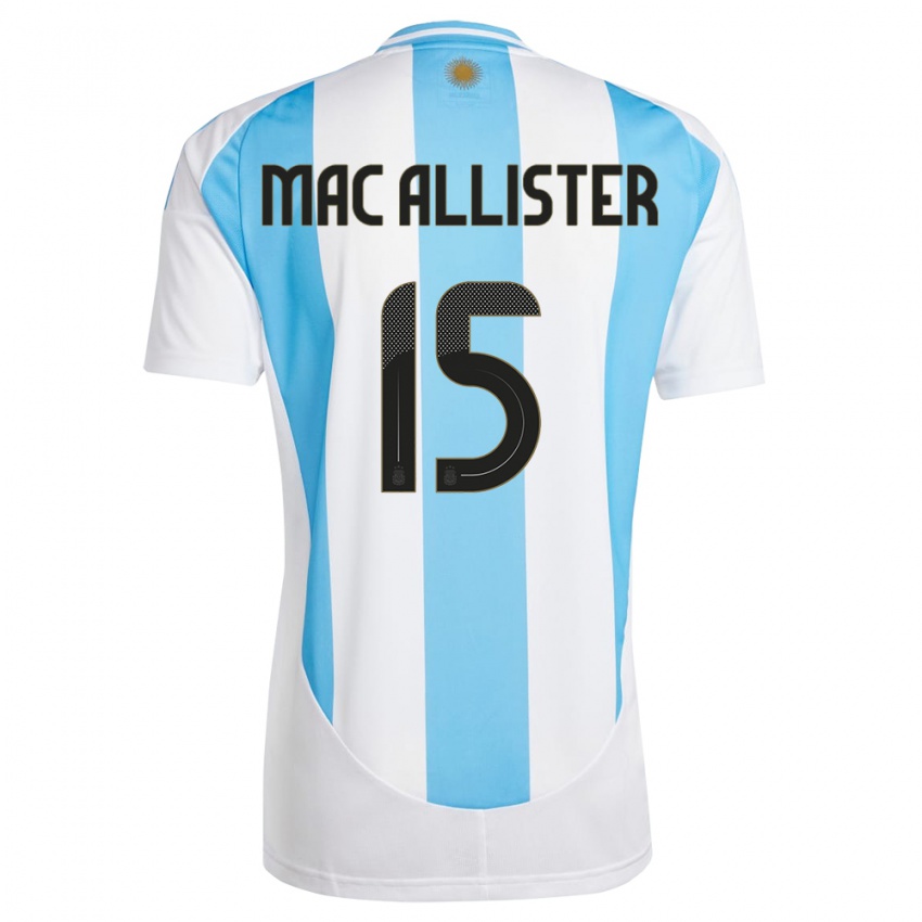 Herren Argentinien Alexis Mac Allister #15 Weiß Blau Heimtrikot Trikot 24-26 T-Shirt