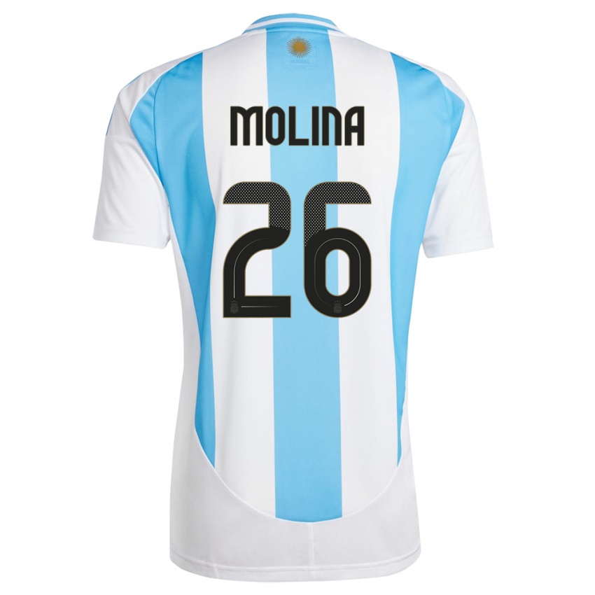 Herren Argentinien Nahuel Molina #26 Weiß Blau Heimtrikot Trikot 24-26 T-Shirt