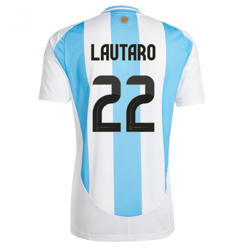 Herren Argentinien Lautaro Martinez #22 Weiß Blau Heimtrikot Trikot 24-26 T-Shirt