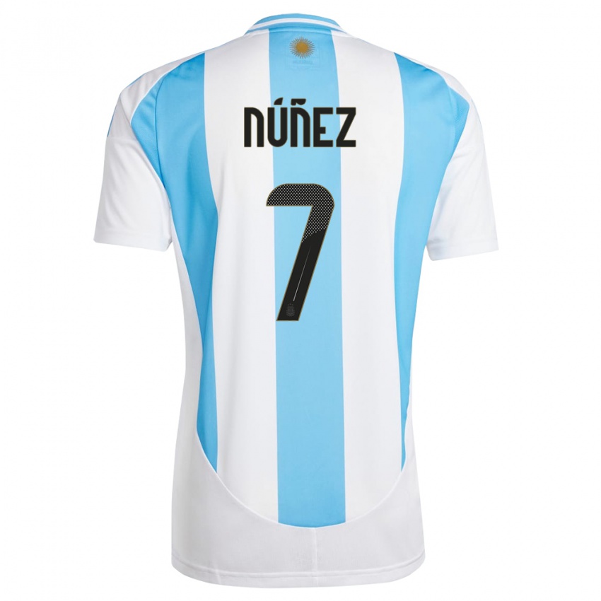 Herren Argentinien Romina Nunez #7 Weiß Blau Heimtrikot Trikot 24-26 T-Shirt