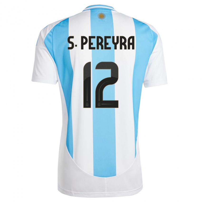 Herren Argentinien Solana Pereyra #12 Weiß Blau Heimtrikot Trikot 24-26 T-Shirt