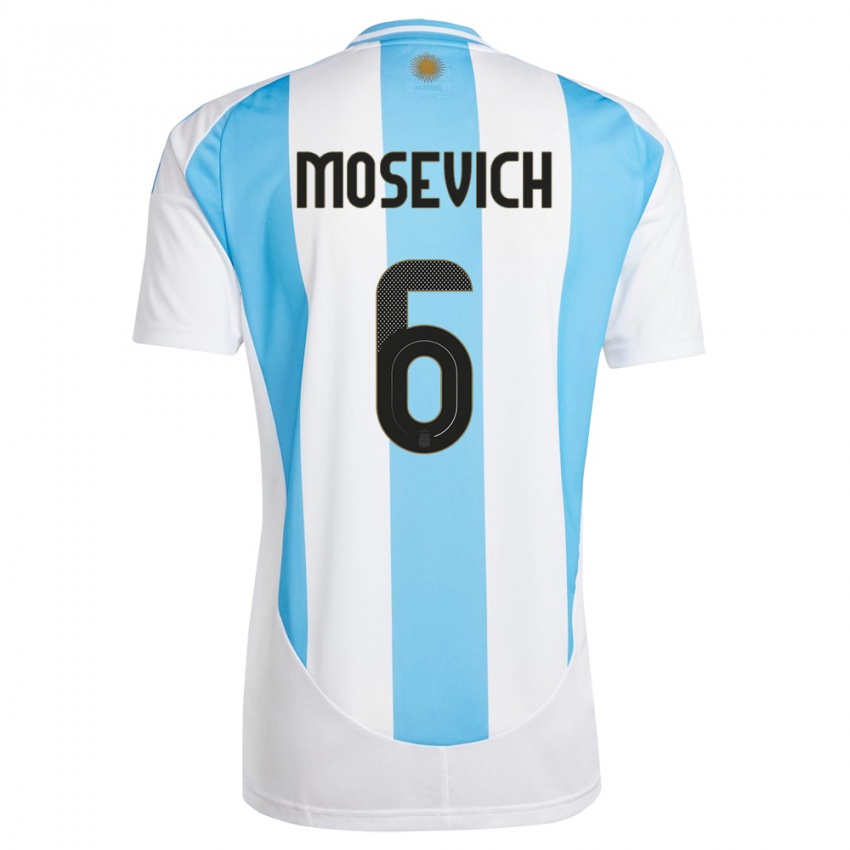 Herren Argentinien Leonel Mosevich #6 Weiß Blau Heimtrikot Trikot 24-26 T-Shirt