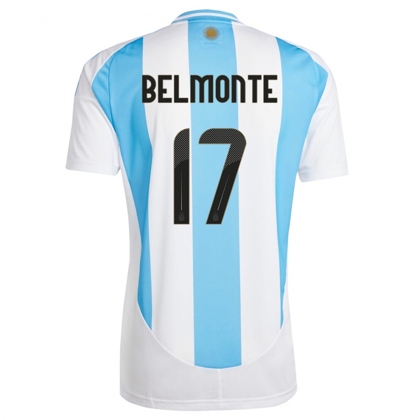 Herren Argentinien Tomas Belmonte #17 Weiß Blau Heimtrikot Trikot 24-26 T-Shirt