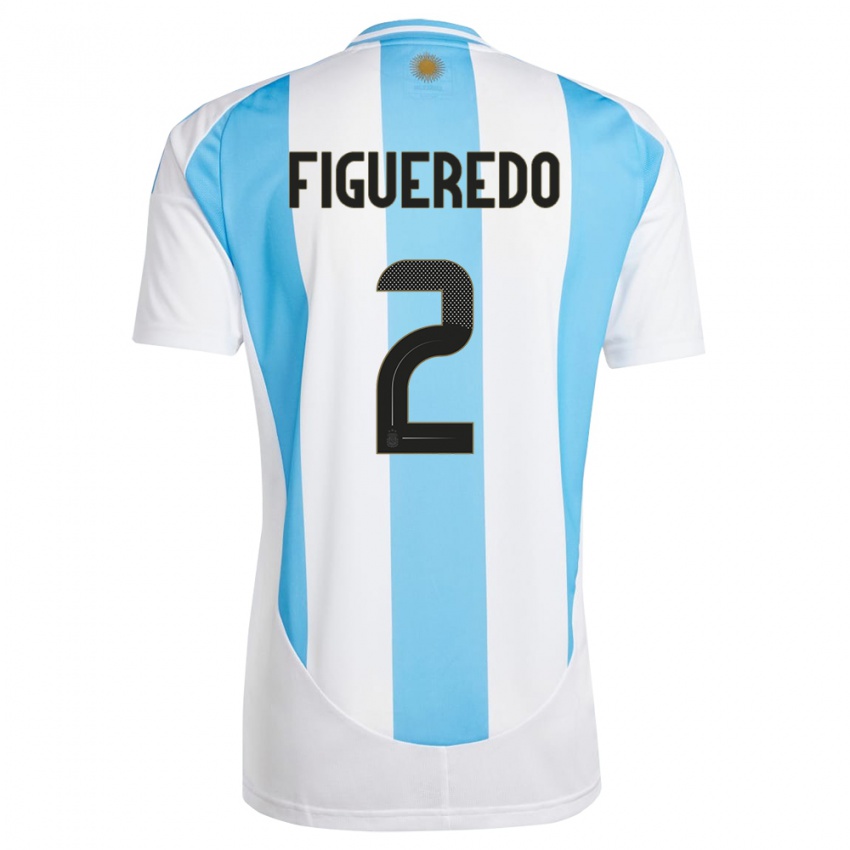 Herren Argentinien Leandro Figueredo #2 Weiß Blau Heimtrikot Trikot 24-26 T-Shirt