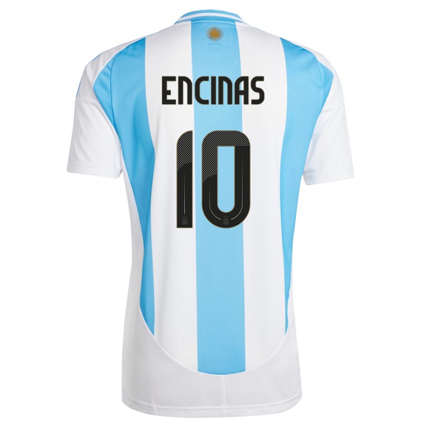 Herren Argentinien Axel Encinas #10 Weiß Blau Heimtrikot Trikot 24-26 T-Shirt