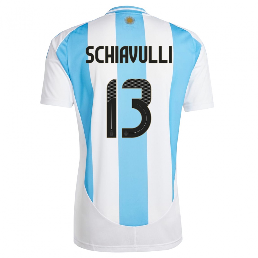 Herren Argentinien Thiago Schiavulli #13 Weiß Blau Heimtrikot Trikot 24-26 T-Shirt