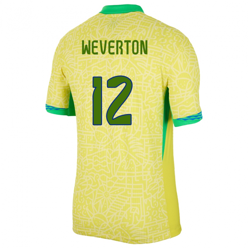 Herren Brasilien Weverton #12 Gelb Heimtrikot Trikot 24-26 T-Shirt