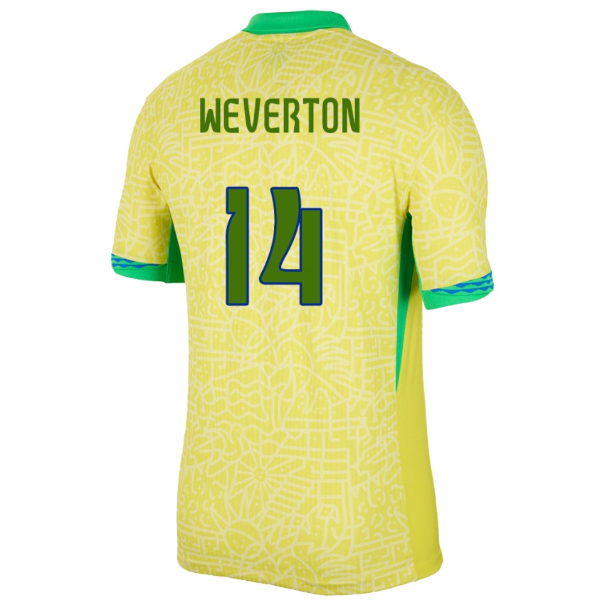 Herren Brasilien Weverton #14 Gelb Heimtrikot Trikot 24-26 T-Shirt