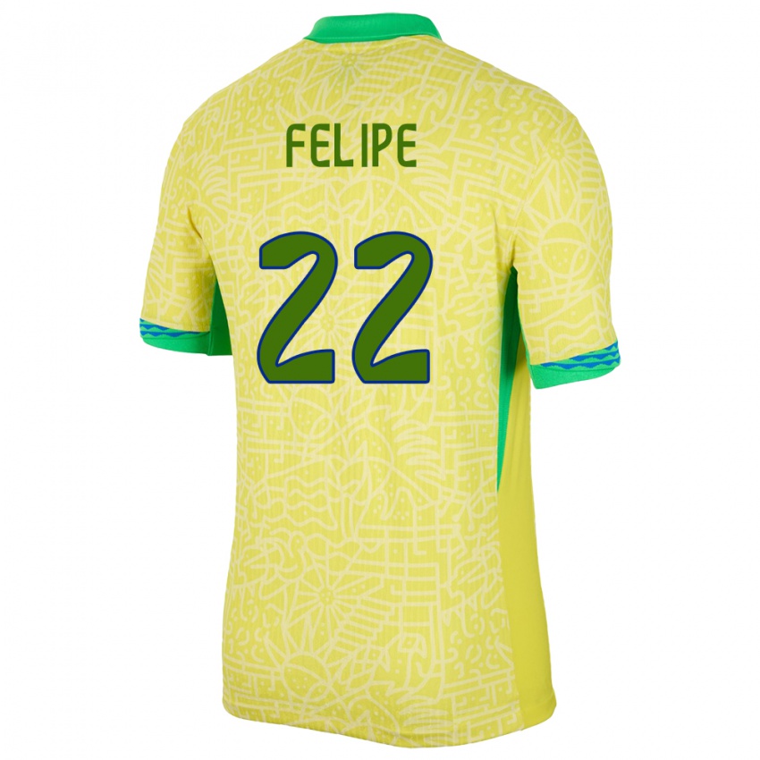 Herren Brasilien Cayo Felipe #22 Gelb Heimtrikot Trikot 24-26 T-Shirt