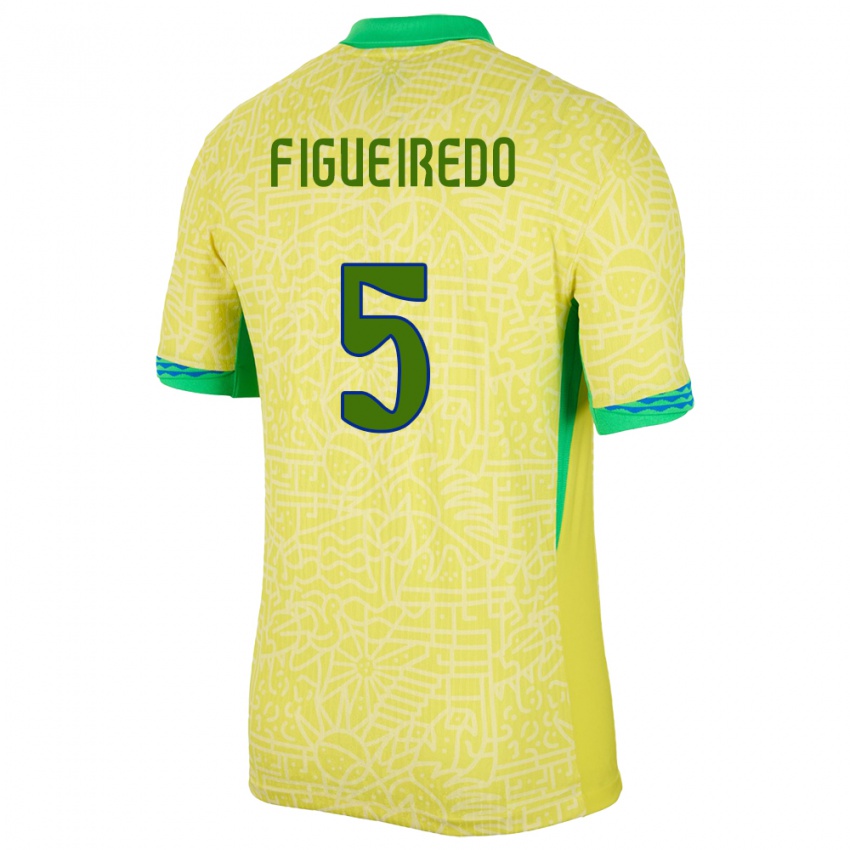 Herren Brasilien Vitor Figueiredo #5 Gelb Heimtrikot Trikot 24-26 T-Shirt