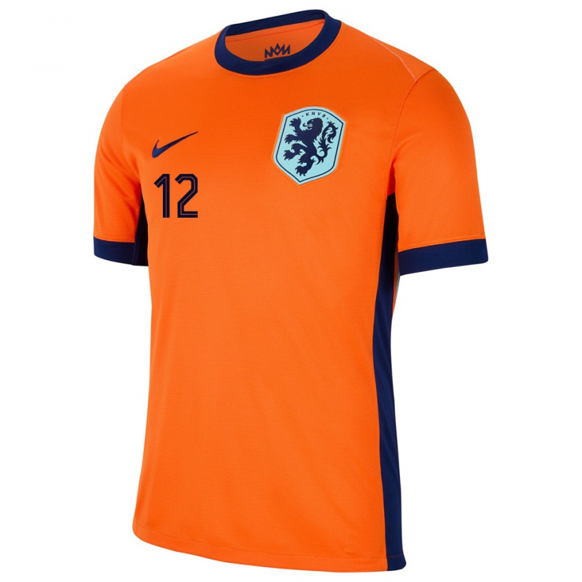Herren Niederlande Devyne Rensch #12 Orange Heimtrikot Trikot 24-26 T-Shirt