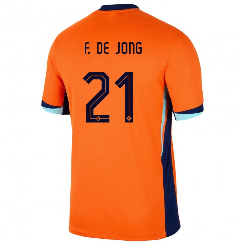Herren Niederlande Frenkie De Jong #21 Orange Heimtrikot Trikot 24-26 T-Shirt