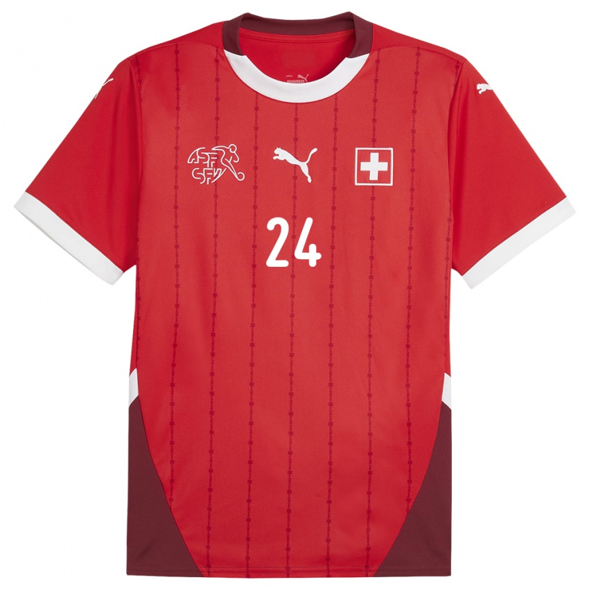 Herren Schweiz Becir Omeragic #24 Rot Heimtrikot Trikot 24-26 T-Shirt