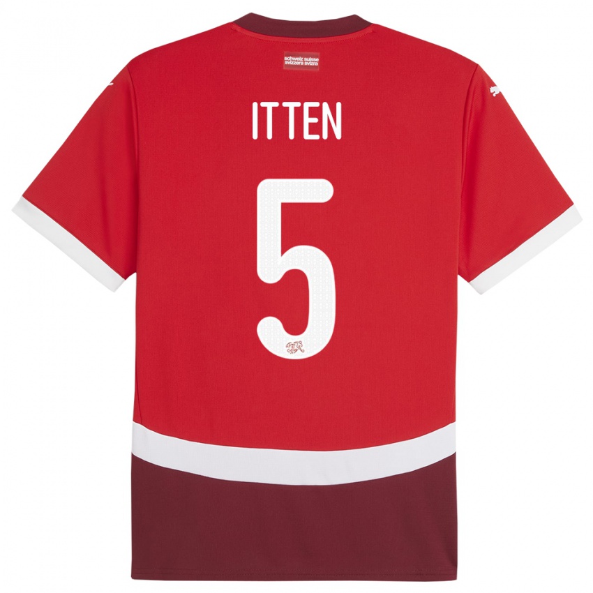 Herren Schweiz Cedric Itten #5 Rot Heimtrikot Trikot 24-26 T-Shirt