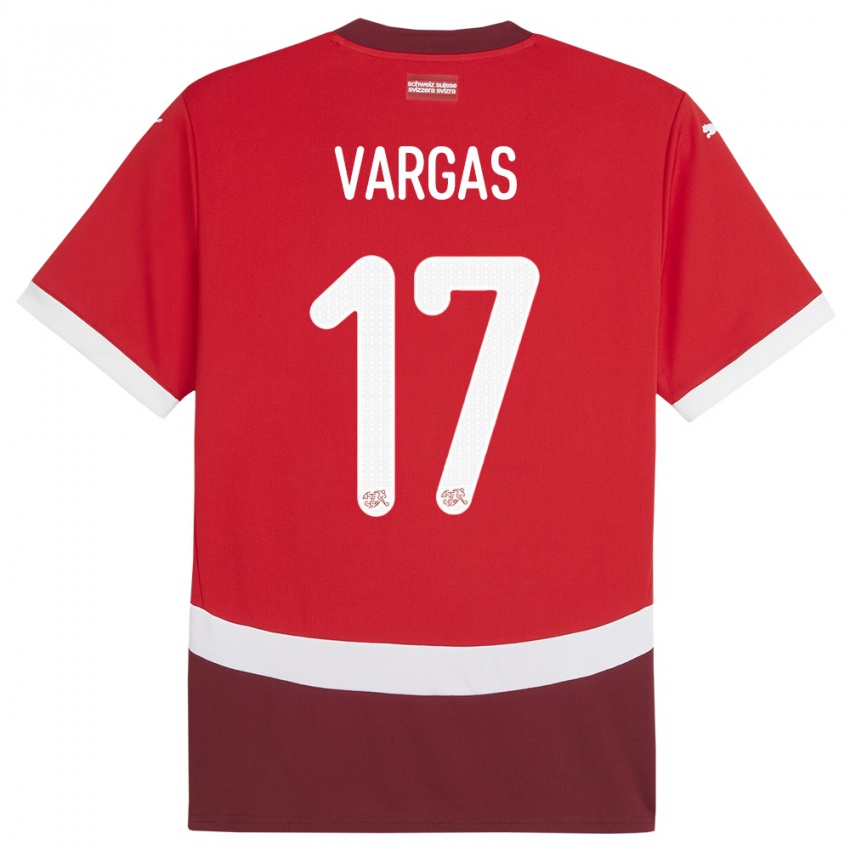 Herren Schweiz Ruben Vargas #17 Rot Heimtrikot Trikot 24-26 T-Shirt