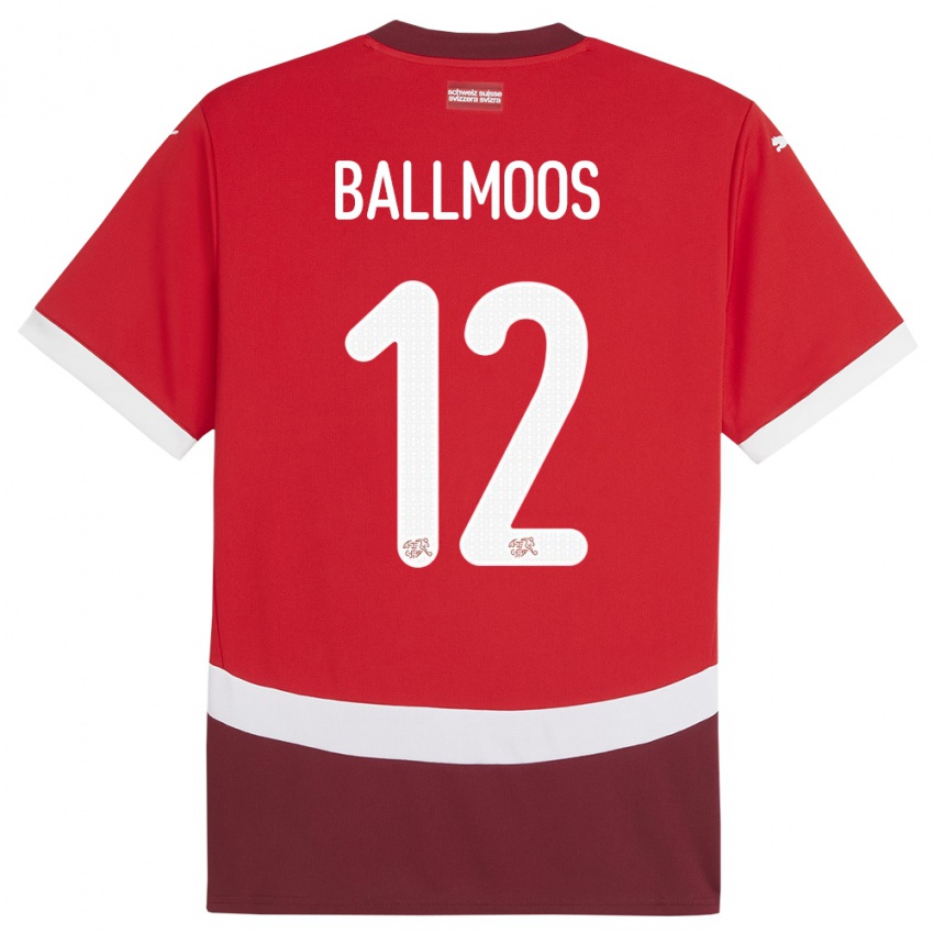 Herren Schweiz David Von Ballmoos #12 Rot Heimtrikot Trikot 24-26 T-Shirt