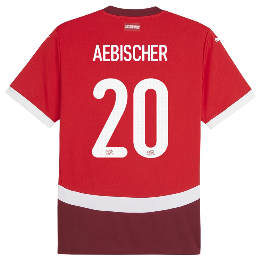 Herren Schweiz Michel Aebischer #20 Rot Heimtrikot Trikot 24-26 T-Shirt