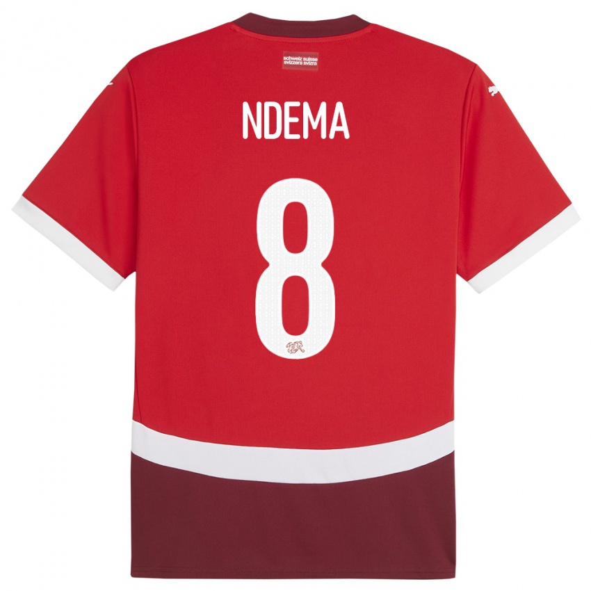 Herren Schweiz Lois Ndema #8 Rot Heimtrikot Trikot 24-26 T-Shirt