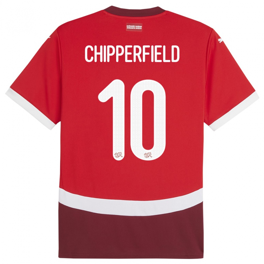 Herren Schweiz Liam Chipperfield #10 Rot Heimtrikot Trikot 24-26 T-Shirt