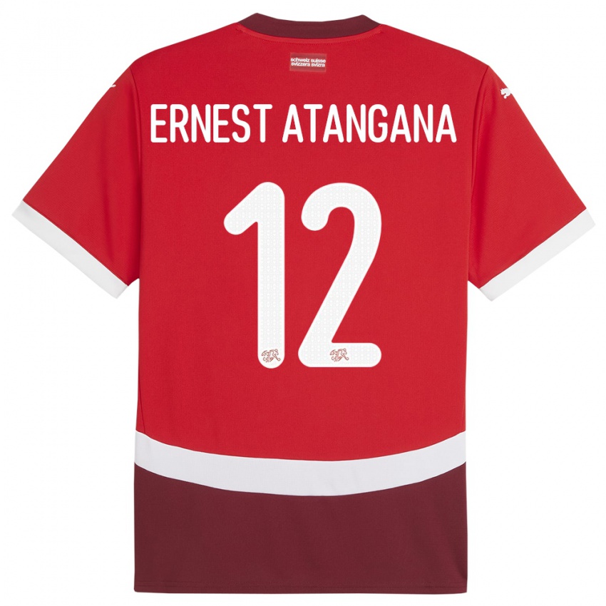 Herren Schweiz Brian Ernest Atangana #12 Rot Heimtrikot Trikot 24-26 T-Shirt