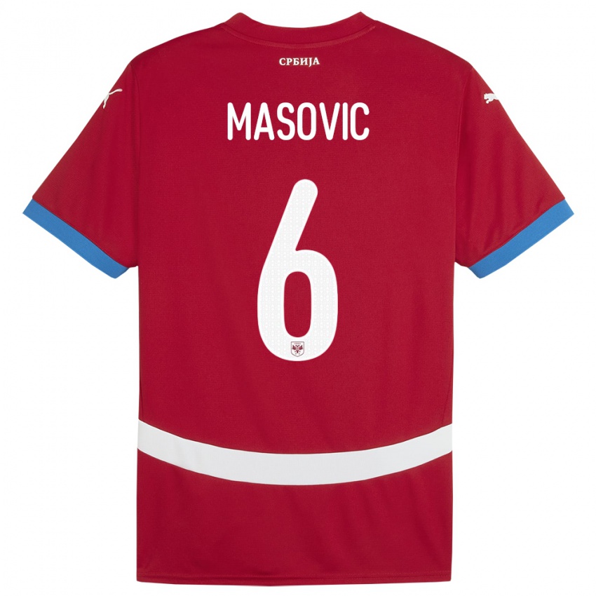 Herren Serbien Erhan Masovic #6 Rot Heimtrikot Trikot 24-26 T-Shirt