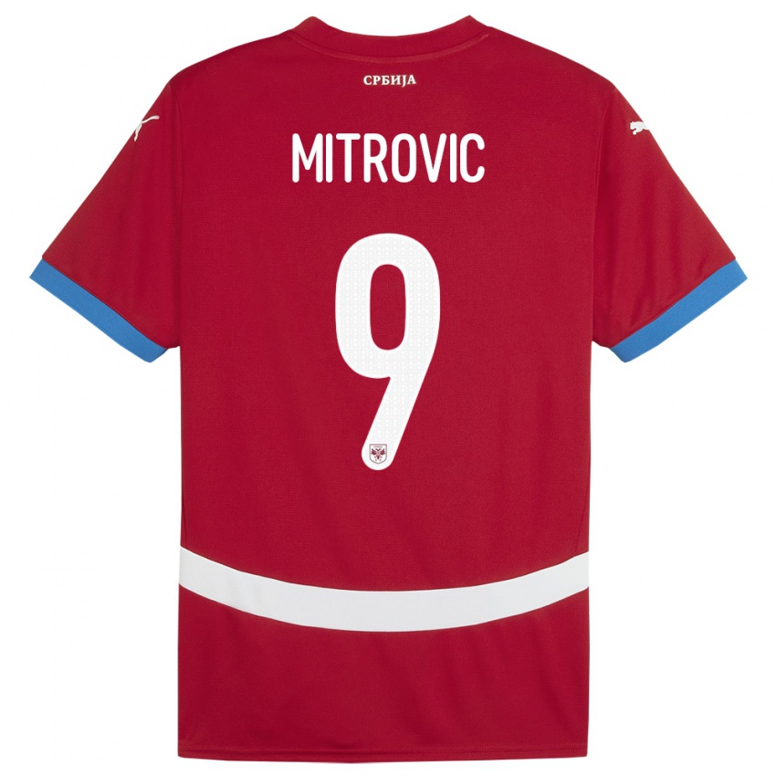 Herren Serbien Aleksandar Mitrovic #9 Rot Heimtrikot Trikot 24-26 T-Shirt