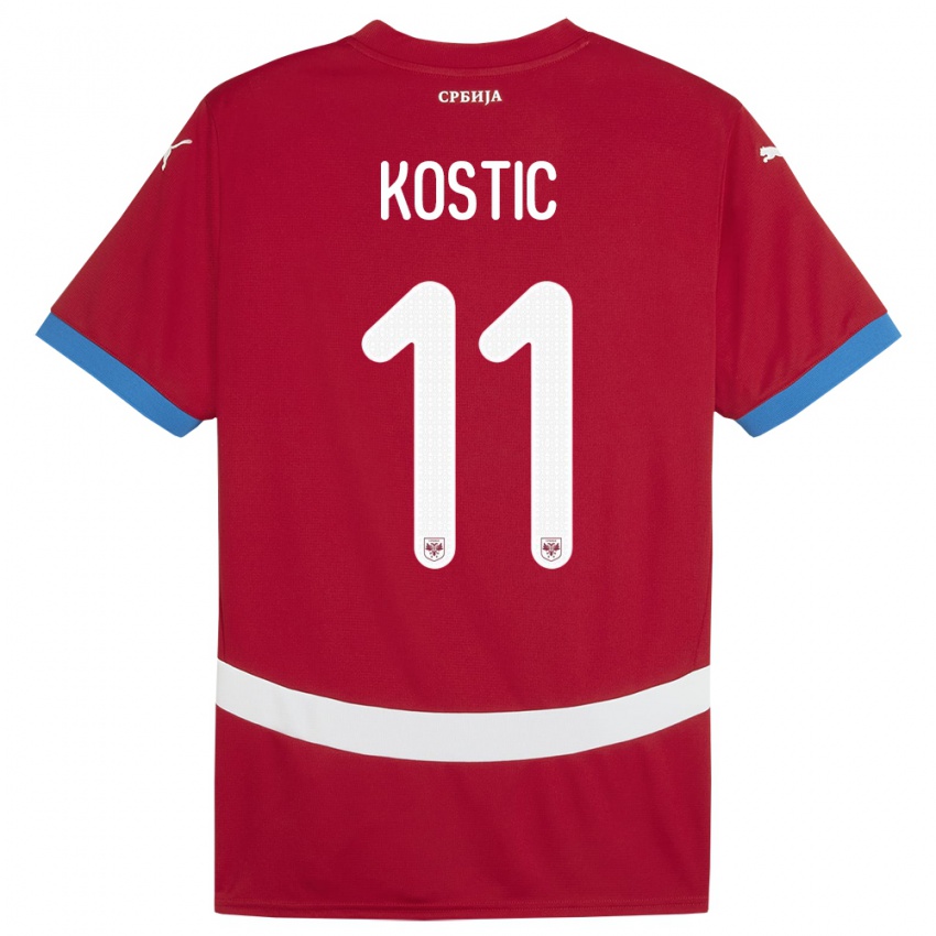 Herren Serbien Filip Kostic #11 Rot Heimtrikot Trikot 24-26 T-Shirt