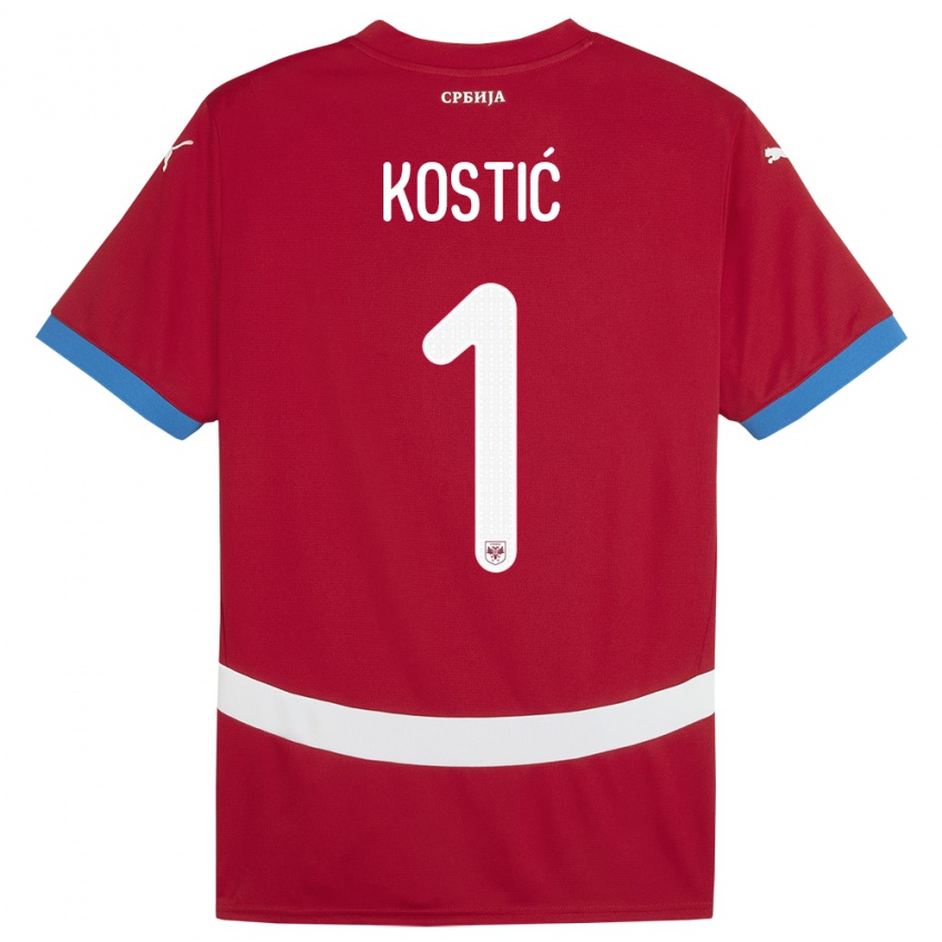 Herren Serbien Milica Kostic #1 Rot Heimtrikot Trikot 24-26 T-Shirt