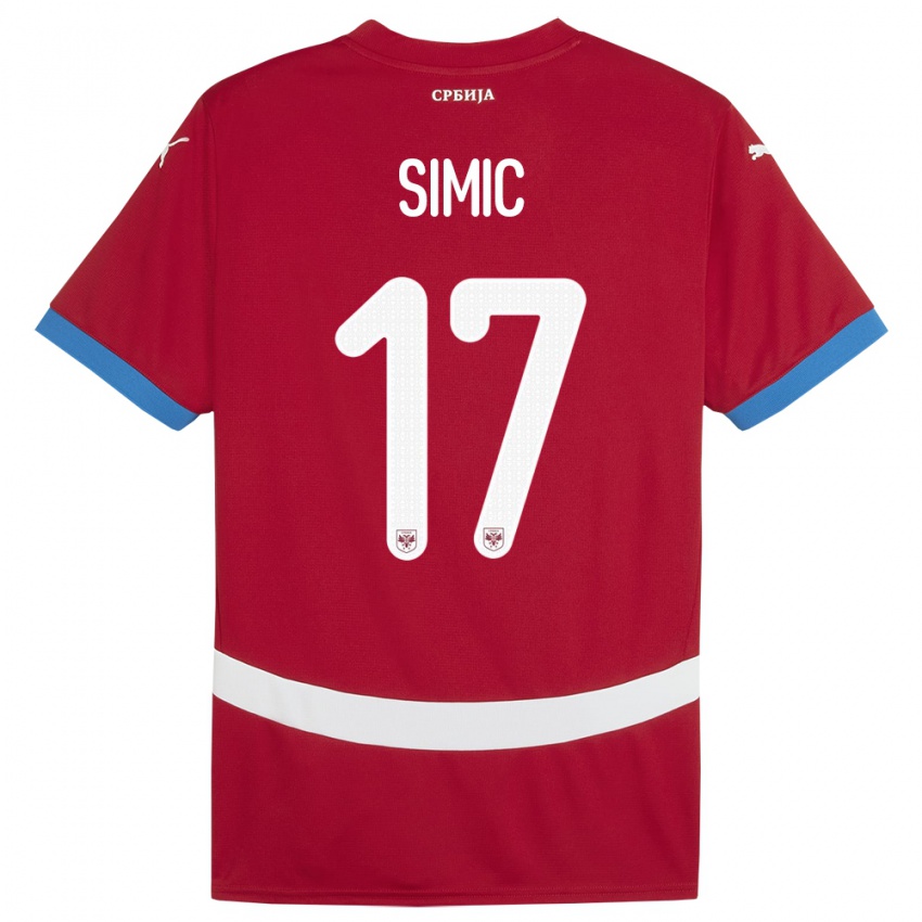 Herren Serbien Jan Carlo Simic #17 Rot Heimtrikot Trikot 24-26 T-Shirt