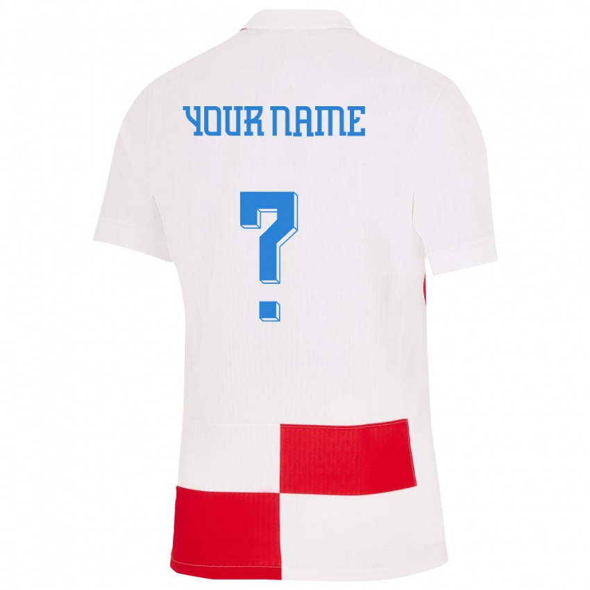Herren Kroatien Ihren Namen #0 Weiß Rot Heimtrikot Trikot 24-26 T-Shirt