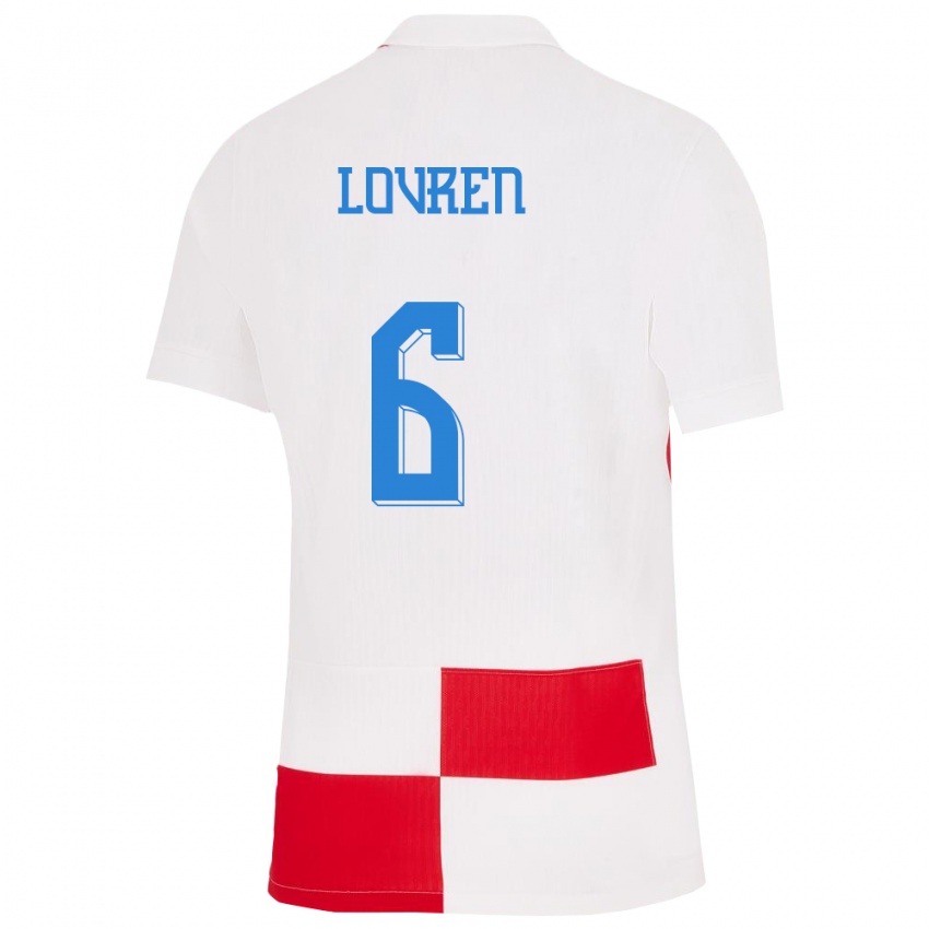 Herren Kroatien Dejan Lovren #6 Weiß Rot Heimtrikot Trikot 24-26 T-Shirt