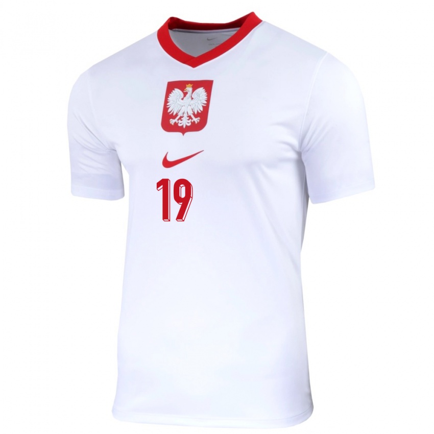 Herren Polen Przemyslaw Frankowski #19 Weiß Heimtrikot Trikot 24-26 T-Shirt