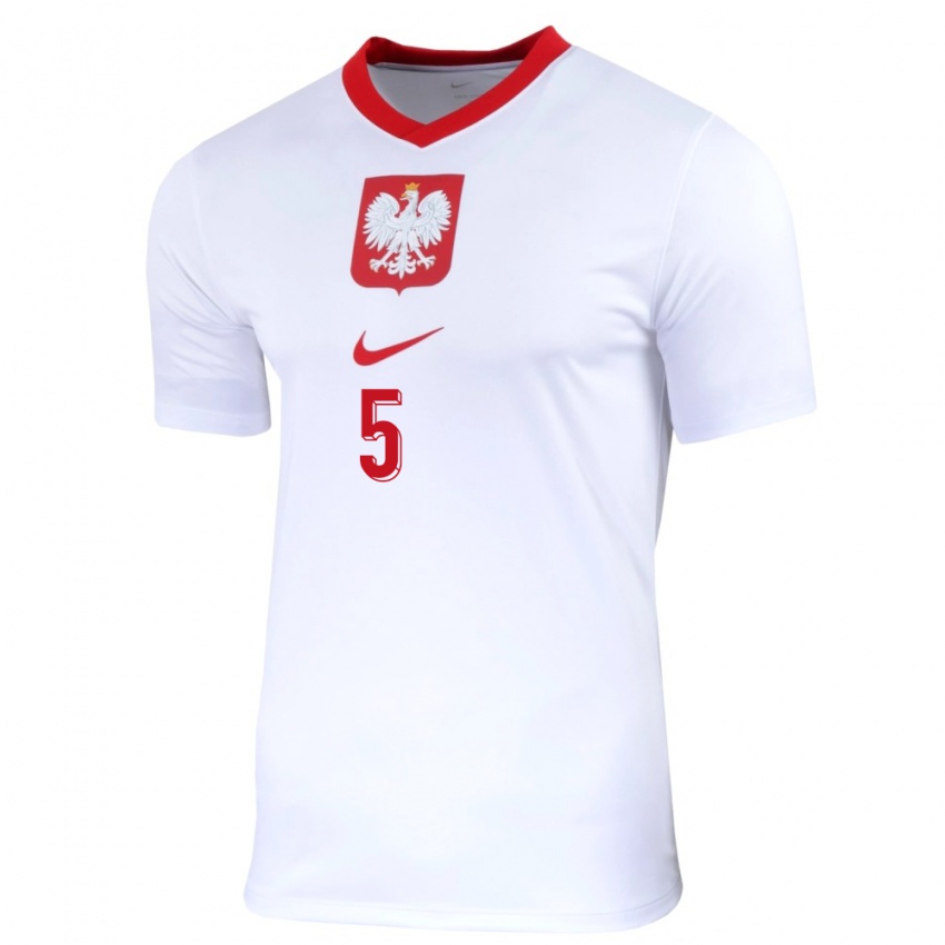 Herren Polen Jan Bednarek #5 Weiß Heimtrikot Trikot 24-26 T-Shirt