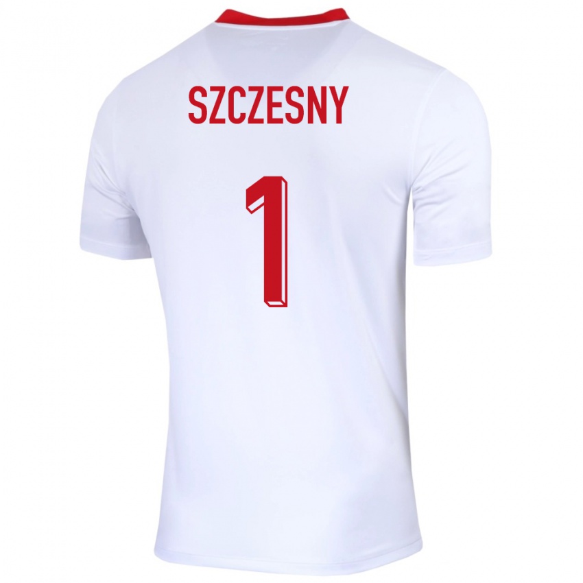 Herren Polen Wojciech Szczesny #1 Weiß Heimtrikot Trikot 24-26 T-Shirt