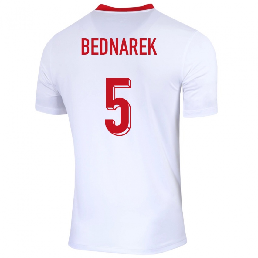 Herren Polen Jan Bednarek #5 Weiß Heimtrikot Trikot 24-26 T-Shirt