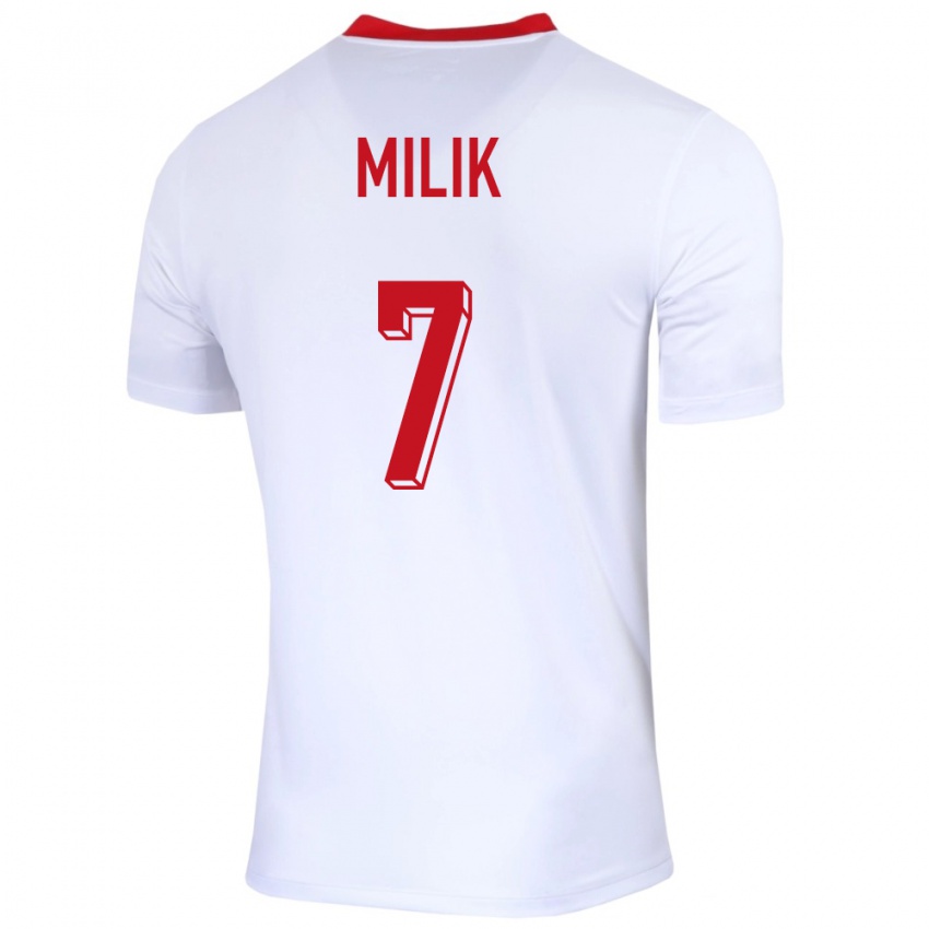 Herren Polen Arkadiusz Milik #7 Weiß Heimtrikot Trikot 24-26 T-Shirt