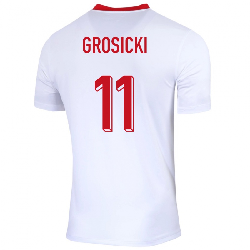 Herren Polen Kamil Grosicki #11 Weiß Heimtrikot Trikot 24-26 T-Shirt