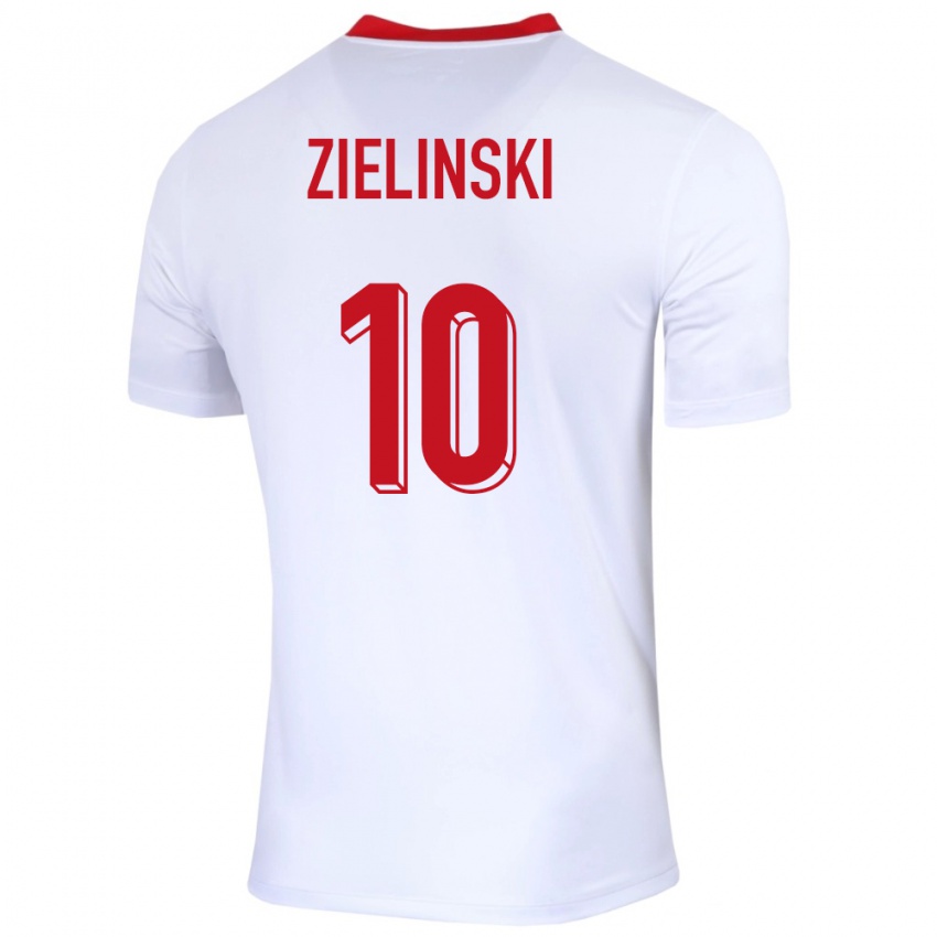 Herren Polen Piotr Zielinski #10 Weiß Heimtrikot Trikot 24-26 T-Shirt