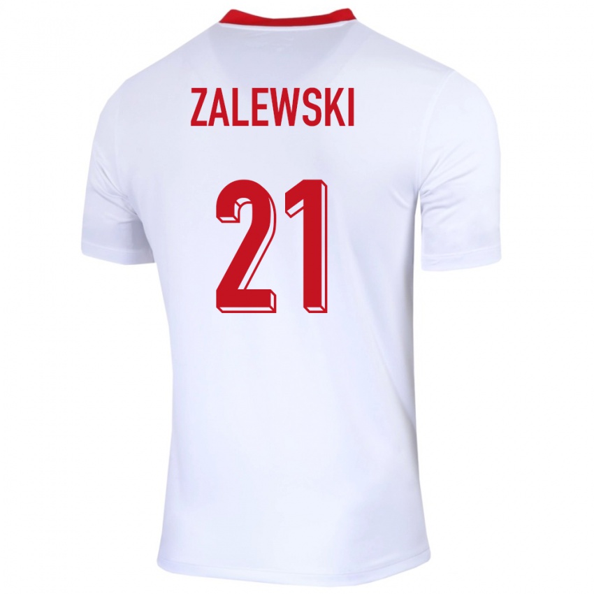 Herren Polen Nicola Zalewski #21 Weiß Heimtrikot Trikot 24-26 T-Shirt