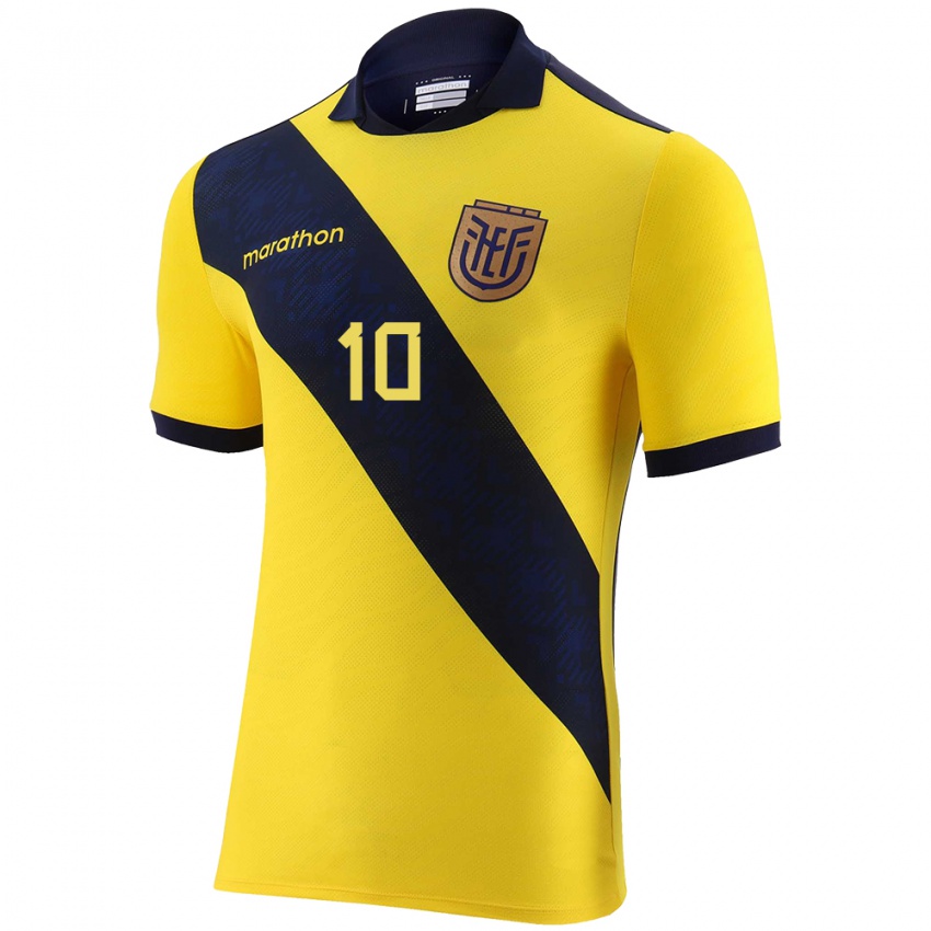 Herren Ecuador Jose Klinger #10 Gelb Heimtrikot Trikot 24-26 T-Shirt