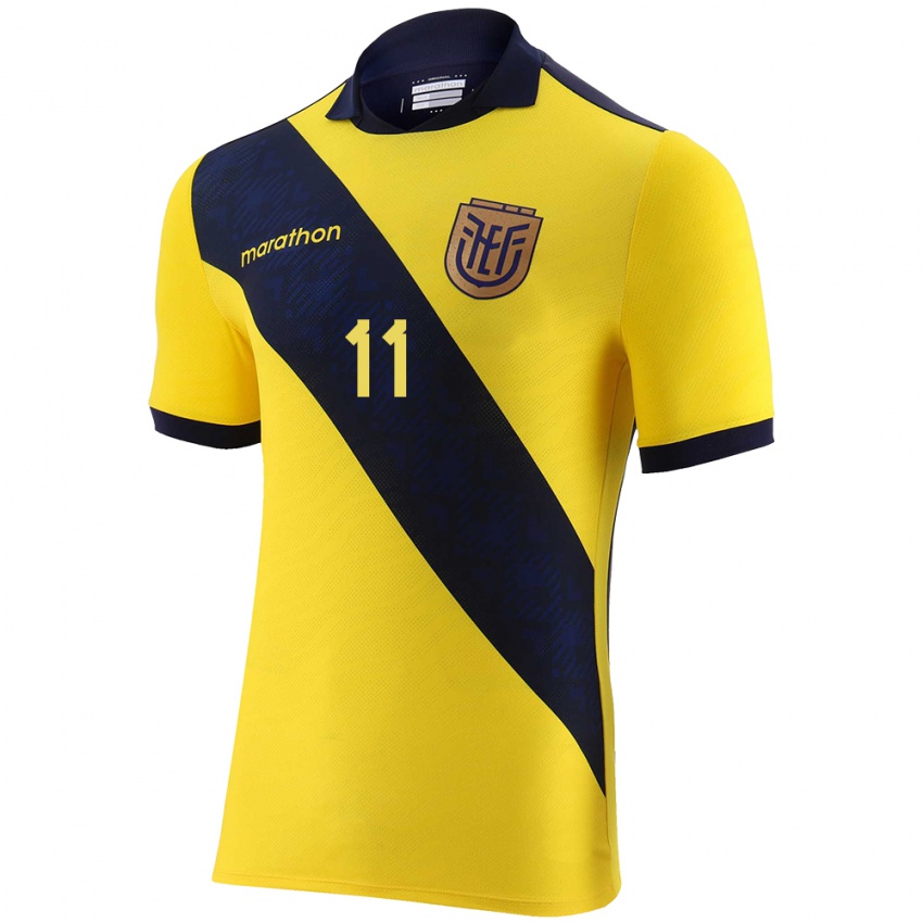 Herren Ecuador Ariel Mina #11 Gelb Heimtrikot Trikot 24-26 T-Shirt