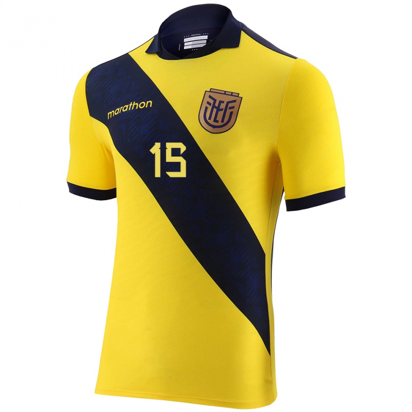 Herren Ecuador Angel Mena #15 Gelb Heimtrikot Trikot 24-26 T-Shirt