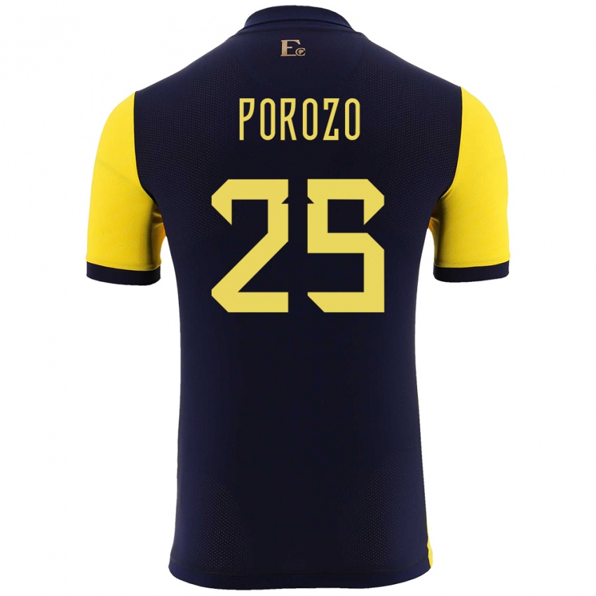 Herren Ecuador Jackson Porozo #25 Gelb Heimtrikot Trikot 24-26 T-Shirt