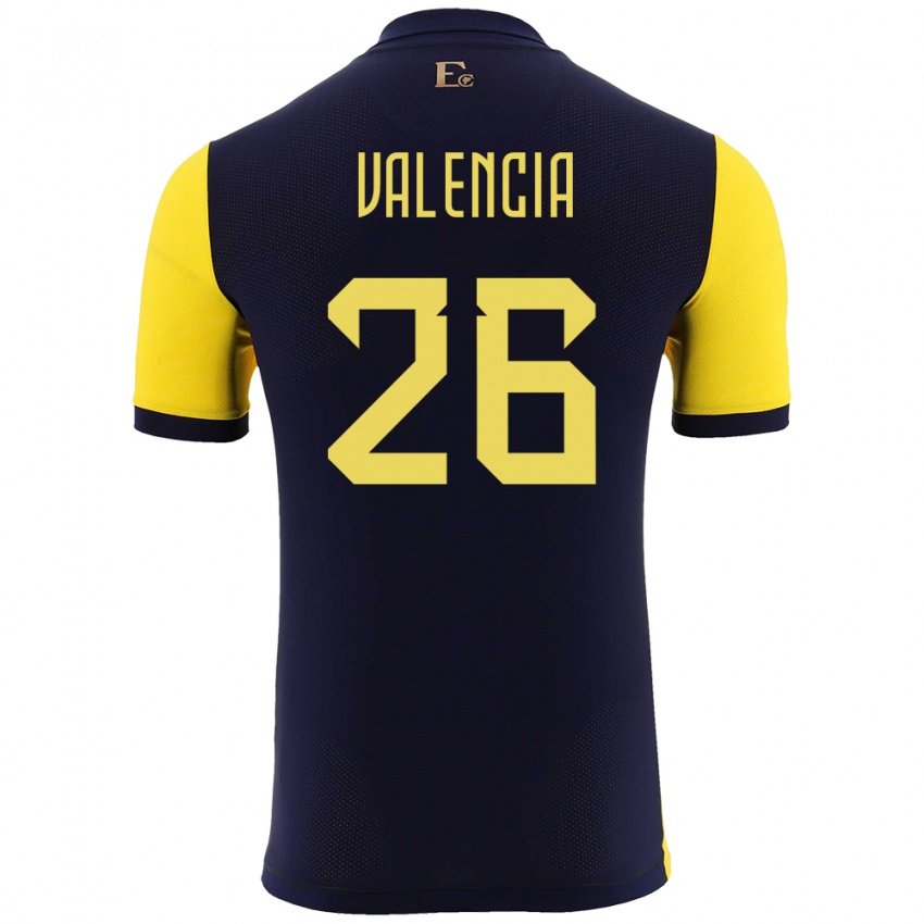 Herren Ecuador Anthony Valencia #26 Gelb Heimtrikot Trikot 24-26 T-Shirt