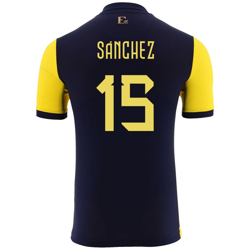 Herren Ecuador Juan Sanchez #15 Gelb Heimtrikot Trikot 24-26 T-Shirt